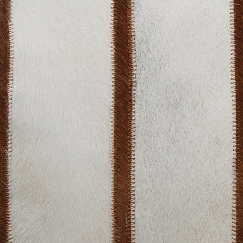 20" Ivory And Brown Striped Faux Leather Throw Pillow Cover