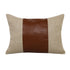 14" X 20" Tan And Brown Lumbar Striped Linen Throw Pillow Cover