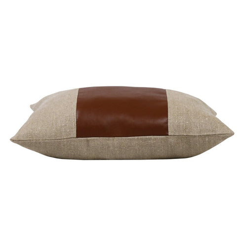 14" X 20" Tan And Brown Lumbar Striped Linen Throw Pillow Cover