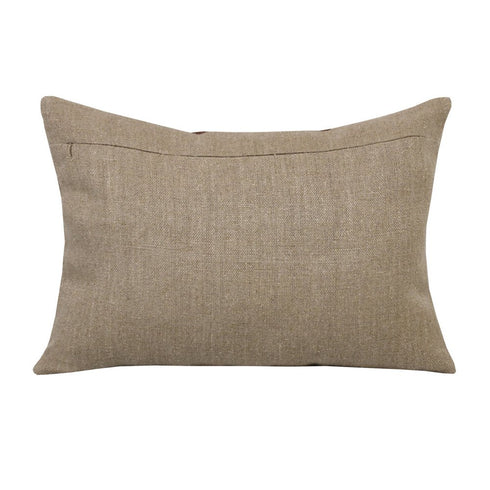 14" X 20" Tan And Brown Lumbar Striped Linen Throw Pillow Cover