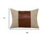 14" X 20" Tan And Brown Lumbar Striped Linen Throw Pillow Cover