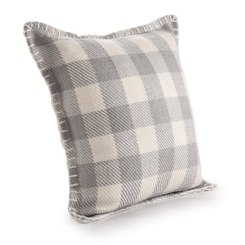 20" Blue And Ivory Plaid Throw Pillow Cover