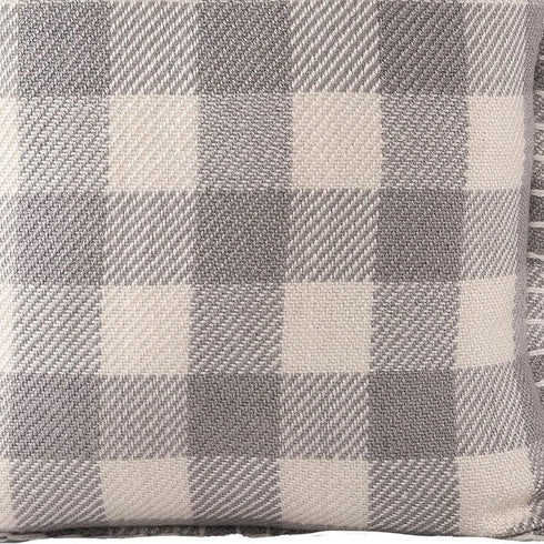 20" Blue And Ivory Plaid Throw Pillow Cover
