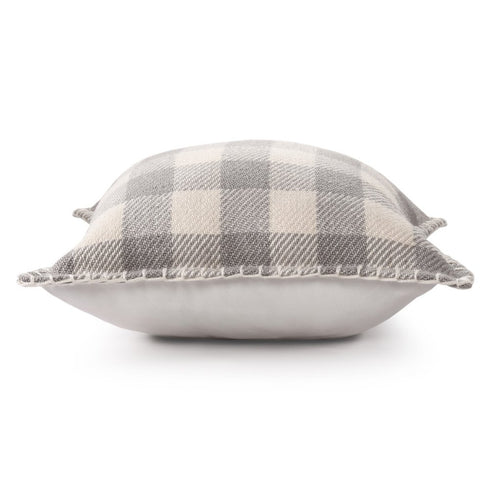 20" Blue And Ivory Plaid Throw Pillow Cover