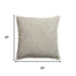 20" Ivory And Gray Geometric Linen Throw Pillow Cover with Fringe Embroidery And Texture