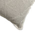 20" Ivory And Gray Geometric Linen Throw Pillow Cover with Fringe Embroidery And Texture