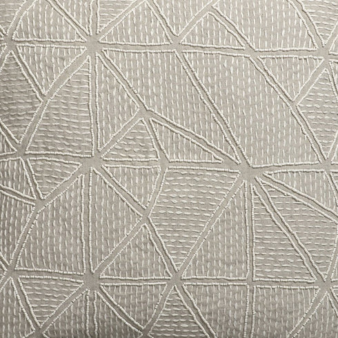 20" Ivory And Gray Geometric Linen Throw Pillow Cover with Fringe Embroidery And Texture