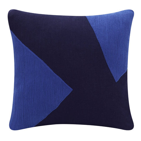 20" Cobalt And Navy Blue Abstract Cotton Throw Pillow Cover