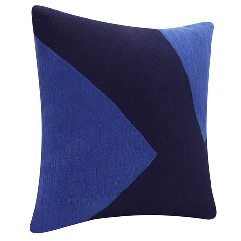 20" Cobalt And Navy Blue Abstract Cotton Throw Pillow Cover