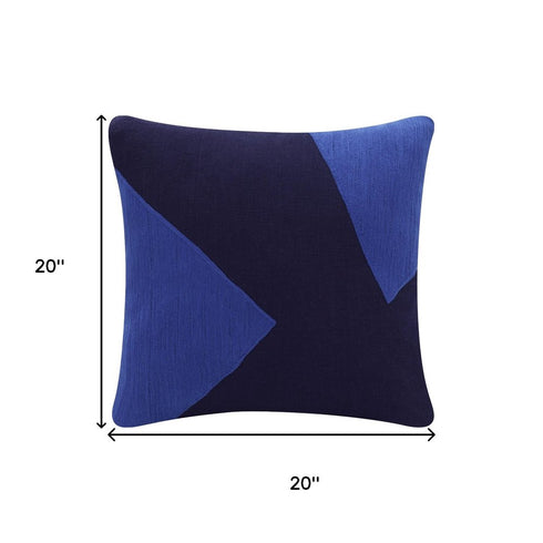 20" Cobalt And Navy Blue Abstract Cotton Throw Pillow Cover