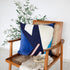 20" Cobalt Navy Blue And White Abstract Cotton Throw Pillow Cover