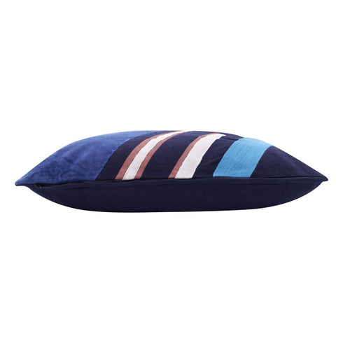 20" Cobalt Navy Blue And White Abstract Cotton Throw Pillow Cover