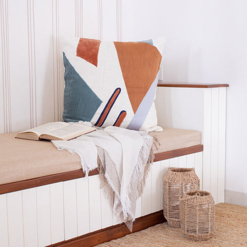20" Green And Brown Abstract Cotton Throw Pillow Cover