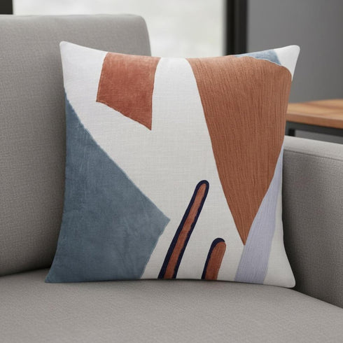 20" Green And Brown Abstract Cotton Throw Pillow Cover