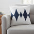 20" Blue And White Diamond Cotton Blend Throw Pillow Cover