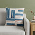 20" Teal Blue And Ivory Striped Cotton Blend Throw Pillow Cover