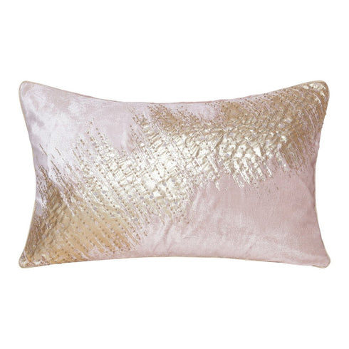16" X 24" Gold And Pink Lumbar Abstract Throw Pillow Cover with Glitter