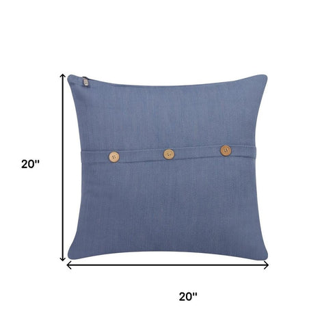 20" Blue Cotton Throw Pillow Cover