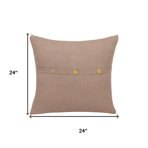 24" Brown Cotton Throw Pillow Cover