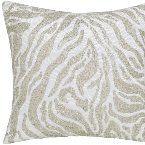 20" Ivory And Silver Throw Pillow Cover with Texture