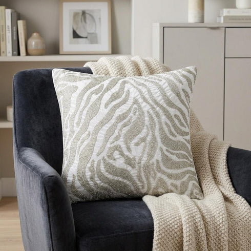 20" Ivory And Silver Throw Pillow Cover with Texture