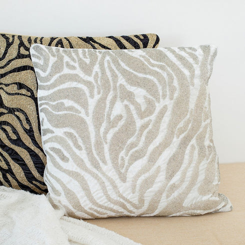 20" Ivory And Silver Throw Pillow Cover with Texture