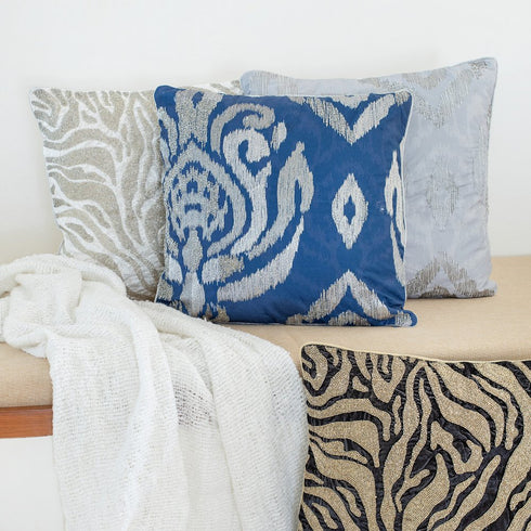 20" Ivory And Silver Throw Pillow Cover with Texture