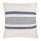 20" Ivory And Blue Beach Striped Throw Pillow Cover