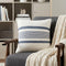 20" Ivory And Blue Beach Striped Throw Pillow Cover