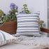 20" Ivory And Blue Beach Striped Throw Pillow Cover