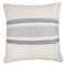 20" Ivory And Blue Beach Striped Throw Pillow Cover
