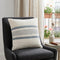 20" Ivory And Blue Beach Striped Throw Pillow Cover