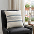 20" Ivory And Blue Beach Striped Throw Pillow Cover