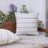 20" Ivory And Blue Beach Striped Throw Pillow Cover