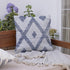 20" Ivory And Blue Beach Diamond Throw Pillow Cover with Texture