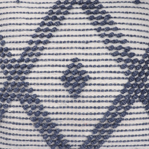 20" Ivory And Blue Beach Diamond Throw Pillow Cover with Texture