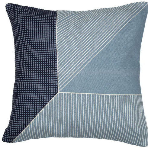 20" Blue And White Striped Cotton Throw Pillow Cover