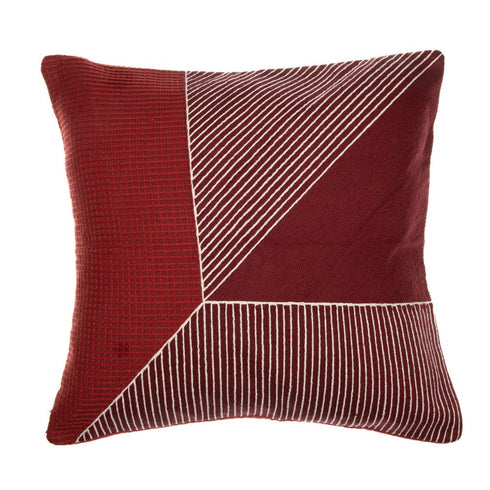 20" Red And White Striped Cotton Throw Pillow Cover
