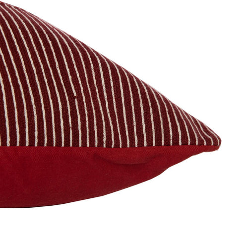 20" Red And White Striped Cotton Throw Pillow Cover