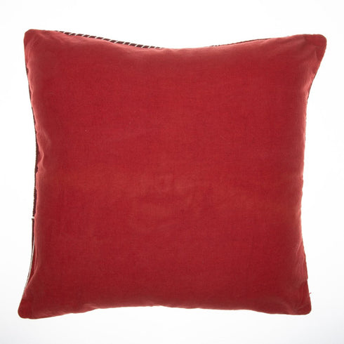 20" Red And White Striped Cotton Throw Pillow Cover