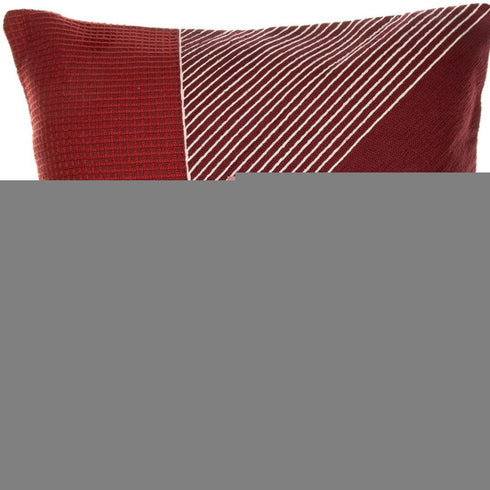 20" Red And White Striped Cotton Throw Pillow Cover