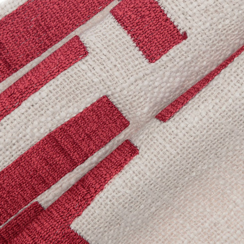 20" Red And Ivory Geometric Cotton Blend Throw Pillow Cover