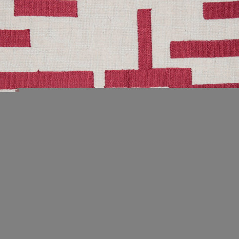 20" Red And Ivory Geometric Cotton Blend Throw Pillow Cover