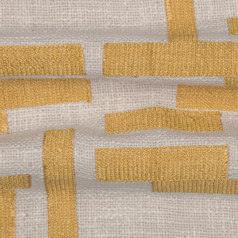 20" Yellow And Ivory Geometric Cotton Blend Throw Pillow Cover