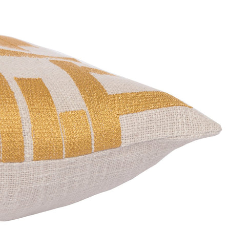 24" Yellow And Ivory Geometric Cotton Blend Throw Pillow Cover