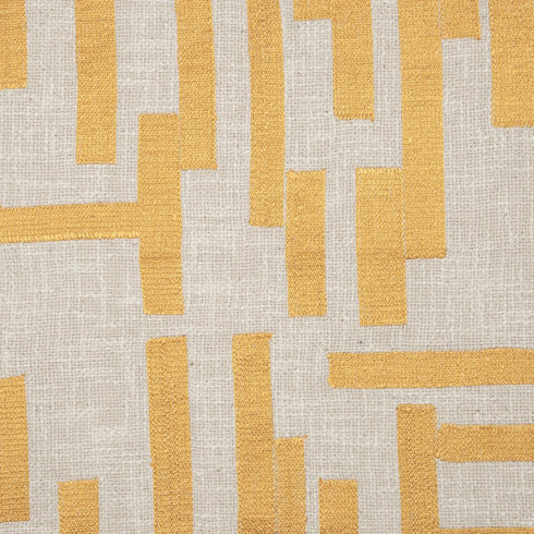 24" Yellow And Ivory Geometric Cotton Blend Throw Pillow Cover