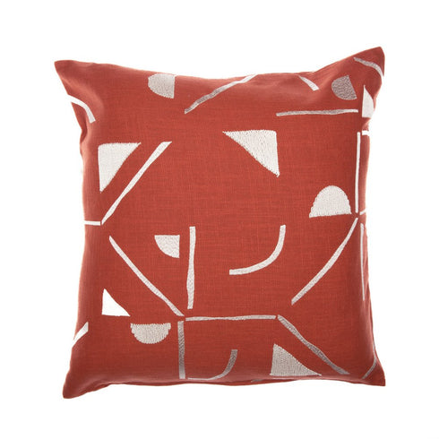 20" Orange And Ivory Geometric Cotton Blend Throw Pillow Cover