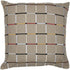20" Beige And White Check Cotton Blend Throw Pillow Cover
