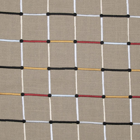 20" Beige And White Check Cotton Blend Throw Pillow Cover