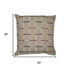 20" Beige And White Check Cotton Blend Throw Pillow Cover
